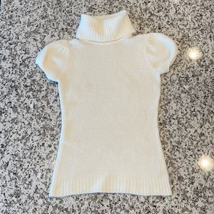 White turtleneck short sleeve sweater
